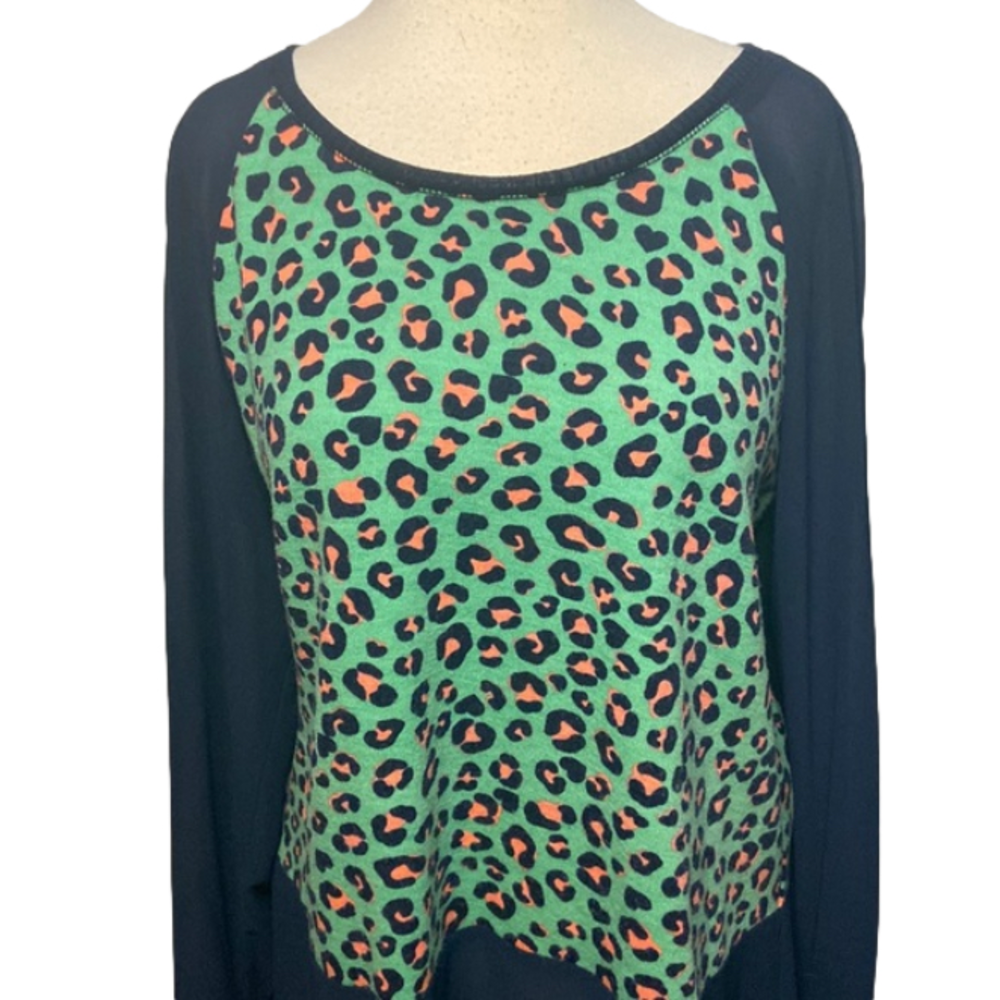 Uncle Frank Long Sleeve Tunic Top Navy Blue Green Pink High Low Hem M